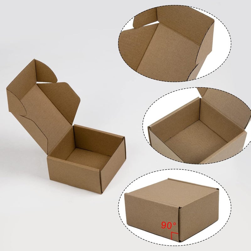 SUNLPH 50 Pack 4x4x2 Inches Small Shipping Boxes, Brown Corrugated Cardboard Boxes, Moving Mailing Packing Box - Image 3